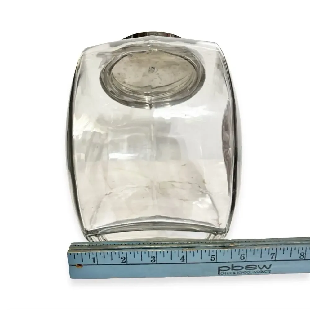 Vintage 1980s Hershey’s Chocolate Glass Tilt Candy Jar Chrome Lid Advertising